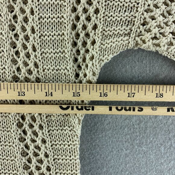Joseph A Sweater Womens Large Tan Pullover Open Knit Acrylic‎ Short Sleeve Thin - Picture 6 of 8